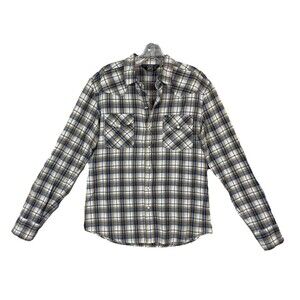 Salt Valley Western Mens Medium Vintage Pearl Snap Plaid Cowboy Work Shirt Retro